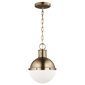 Hanks One Light Mini Pendant in Satin Brass with White Glass