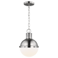 Hanks One Light Mini Pendant in Brushed Nickel with White Glass