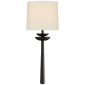 Beaumont Medium Tail Sconce in Aged Iron with Linen Shade