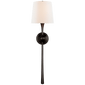 Dover Large Tail Sconce in Aged Iron with Linen Shade