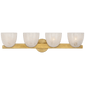 Carola 4-Light Bath Sconce in Hand-Rubbed Antique Brass with White Strie Glass