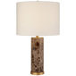 Cliff Table Lamp in Brown Marble with Linen Shade