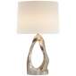 Cannes Table Lamp in Burnished Silver Leaf with Linen Shade