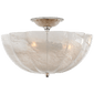 Rosehill Semi-Flush in Polished Nickel with White Strie Glass