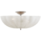 Rosehill Large Semi-Flush Mount in Polished Nickel with White Strie Glass