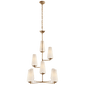 Fontaine Vertical Chandelier in Gilded Plaster with Linen Shades