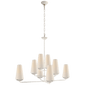 Fontaine Large Offset Chandelier in Plaster White with Linen Shades