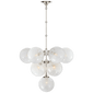 Cristol Tiered Chandelier in Polished Nickel with White Strie Glass