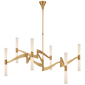 Brenta Grande Chandelier in Hand-Rubbed Antique Brass with White Glass