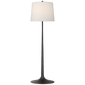 Oscar Large Sculpted Floor Lamp in Aged Iron with Linen Shade