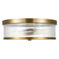 Geneva Flush Mount in Burnished Brass with White Glass