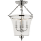 Sussex Semi-Flush Bell Jar Lantern in Polished Nickel