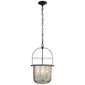 Lorford Small Smoke Bell Lantern in Aged Iron with Antiqued Mercury Glass