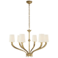 Ruhlmann Large Chandelier in Antique-Burnished Brass with Linen Shades