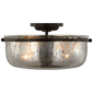 Lorford Medium Semi-Flush in Aged Iron with Antique Mercury Glass