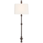 Cawdor Stanchion Wall Light in Aged Iron with Linen Shade