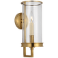 Glendon Small Hurricane Sconce in Antique-Burnished Brass with Clear Glass