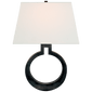 Ring Form Large Wall Sconce in Bronze with Linen Shade
