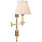 Dorchester Double Backplate Swing Arm in Antique-Burnished Brass with Silk Crown Shade