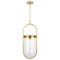 Blaine Large Pendant in Burnished Brass with Clear Glass