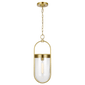 Blaine Small Pendant in Burnished Brass with Clear Glass