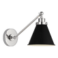 Wellfleet Single Arm Cone Task Sconce in Midnight Black and Polished Nickel with Matte Black