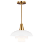 Rossie Pendant in Burnished Brass with White Glass