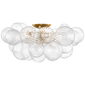 Talia 25" Flush Mount in Gild and Clear Swirled Glass