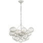 Talia Medium Chandelier in Plaster White and Clear Swirled Glass