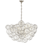 Talia Large Chandelier in Burnished Silver Leaf and Clear Swirled Glass