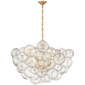 Talia Large Chandelier in Gild and Clear Swirled Glass