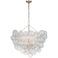 Talia Grande Chandelier in Burnished Silver Leaf with Clear Swirled Glass