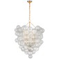 Talia Grande Entry Chandelier in Gild with Clear Swirled Glass