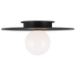 Nodes Medium Flush Mount in Midnight Black with White Glass