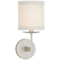 Walker Small Sconce in Burnished Silver Leaf with Cream Linen Shade