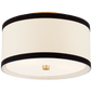 Walker Small Flush Mount in Gild with Cream Linen with Black Linen Trim