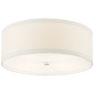 Walker Medium Flush Mount in Burnished Silver Leaf with Cream Linen Shade