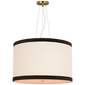 Walker Medium Hanging Shade in Gild with Cream Linen Shade with Black Linen Trim