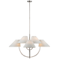 Kinsley Large Two-Tier Chandelier in Polished Nickel with Linen Shades