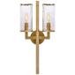 Liaison Double Sconce in Antique-Burnished Brass with Crackle Glass