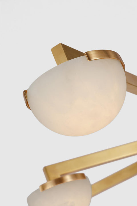 Pedra Extra Large Staggered Arm Flush Mount in Antique-Burnished Brass with Alabaster
