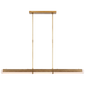 Precision Large Linear Chandelier in Antique-Burnished Brass with White Glass