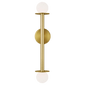 Nodes Double Sconce in Burnished Brass with White Glass
