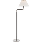 Rigby Medium Bridge Arm Floor Lamp in Polished Nickel and Ebony with Linen Shade