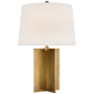 Costes Medium Table Lamp in Hand-Rubbed Antique Brass with Linen Shade