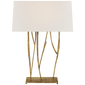 Aspen Console Lamp in Gilded Iron with Linen Shade