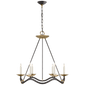 Choros Chandelier in Aged Iron with Hand-Rubbed Antique Brass Accents