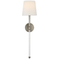 Camille Large Tail Sconce in Antique Nickel with Linen Shade
