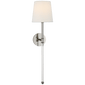 Camille Large Tail Sconce in Polished Nickel with Linen Shade