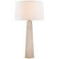 Adeline Large Quatrefoil Table Lamp in Alabaster with Linen Shade